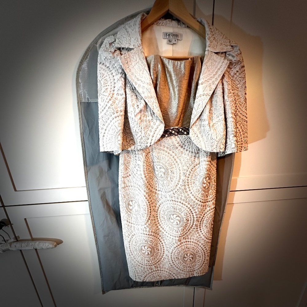 Kay Unger Cocktail Dress with Bolero Jacket formal rose taupe; Women size US 4